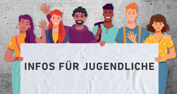 Infos für Jugendliche. Grafik: Gruppe junger Menschen | IStock