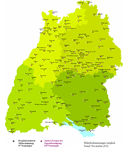 Karte zeigt projektorientierte und andere Formen von Jugendbeteiligung