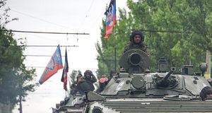 Panzerkonvoi der von Russland unterstützten Separatisten in der Nähe von Donezk, Mai 2015. Foto: Mstyslav Chernov, Wikimedia, CC BY-SA 4.0