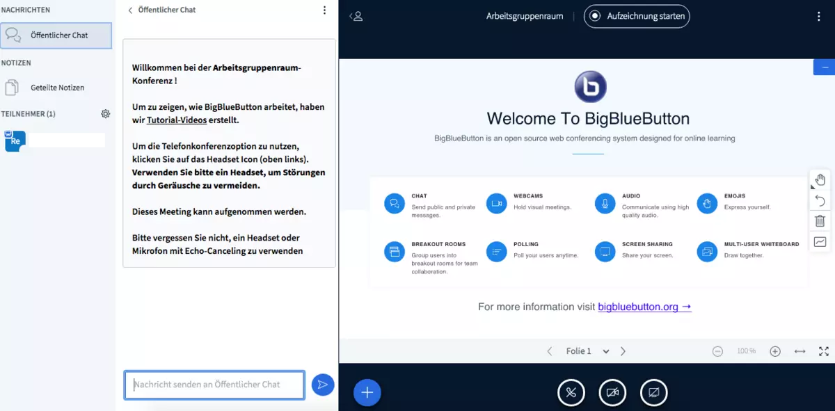 Screenshot: BigBlueButton