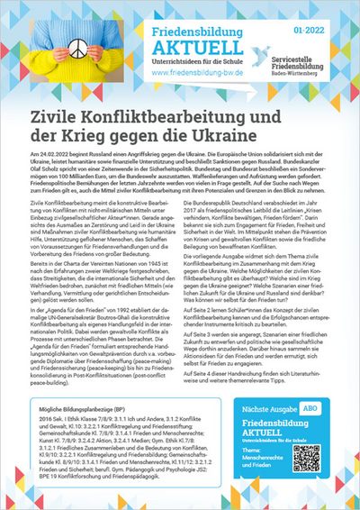 Handreichung Friedensbildung: Zivile Konfliktbearbeitung und der Krieg gegen die Ukraine