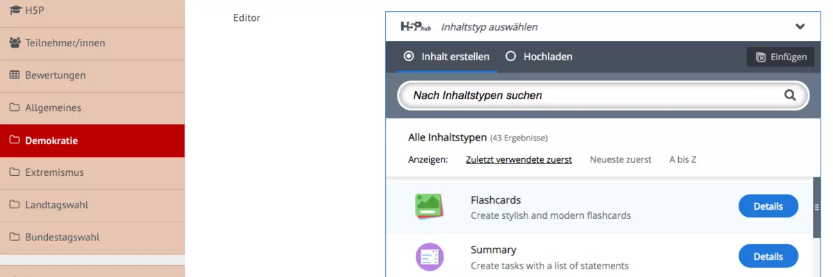 Eine lange Liste an interaktiven Inhalten Eine lange Liste an interaktiven Inhalten