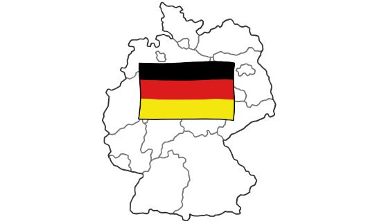 Grafik: Karte von Deutschland mit Flagge von Deutschland