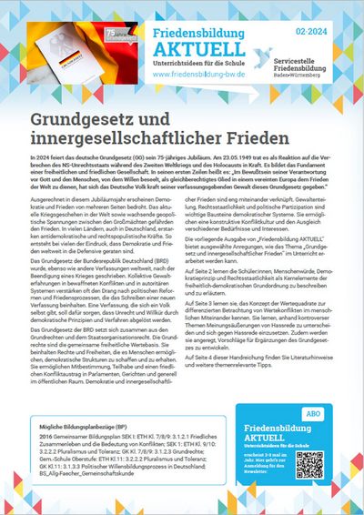 Handreichung Friedensbildung: Grundgesetz und innergesellschaftlicher Frieden