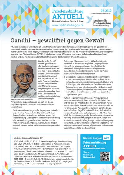 Handreichung Friedensbildung: Gandhi – gewaltfrei gegen Gewalt