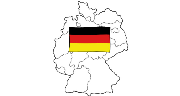 Grafik: Karte von Deutschland mit Flagge von Deutschland