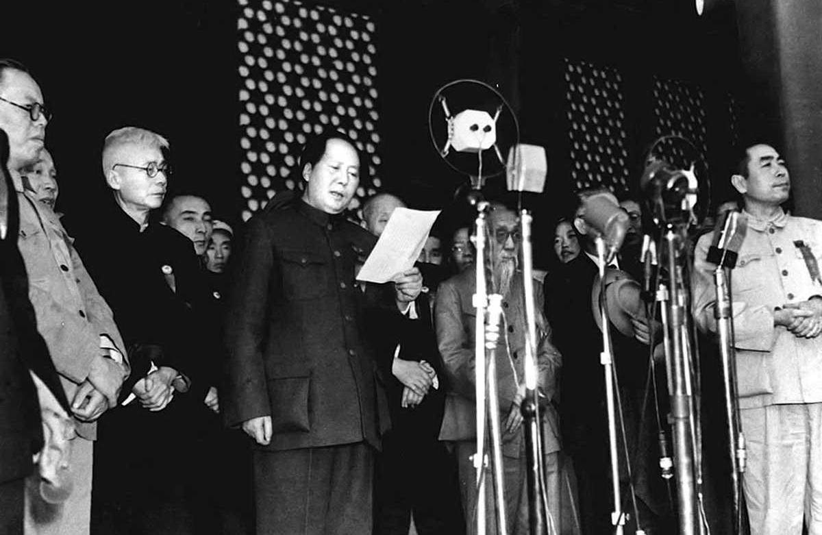 Mao Zedong während der Ausrufung der Volksrepublik China, 1949.