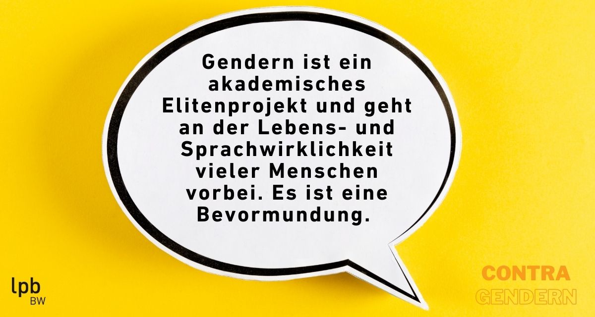 Contra-Argument: Gendern ist ein akademisches Elitenprojekt