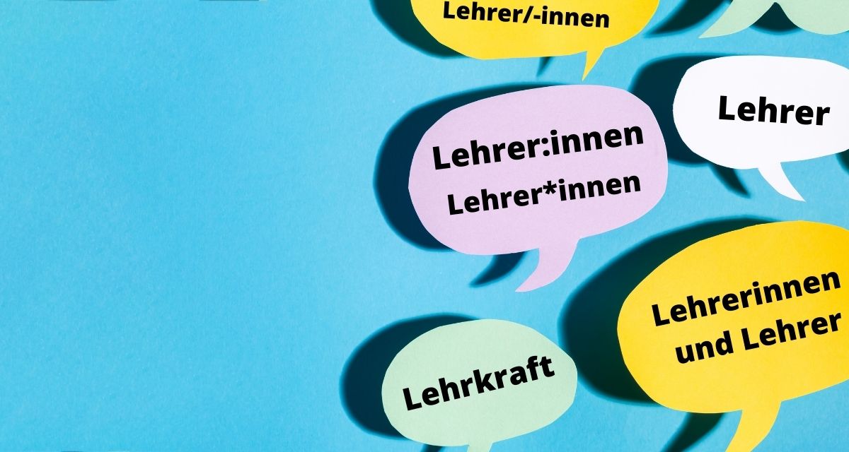 Gendern am Beispiel Lehrer. Die Grafik zeigt verschiedene Gender-Möglichkeiten des Wortes "Lehrer". Grafik via Canva/LpB BW