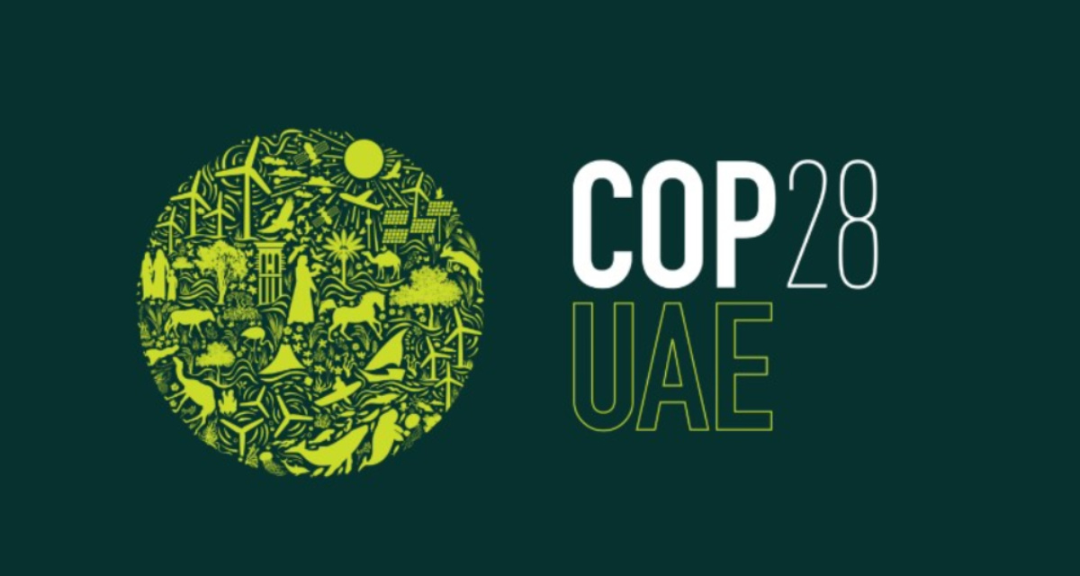 Screenshot vom Logo des Weltklimagipfels COP 28 in Dubai, Vereinigte Arabische Emirate (VAE).