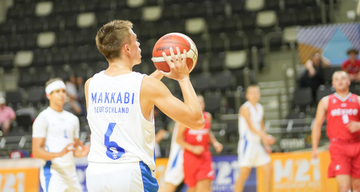 U18-Basketballspieler bei der 21. Maccabiah 2022, der größten internationalen jüdischen Sportveranstaltung. Foto: Makkabi Deutschland | Herbert Wirtz