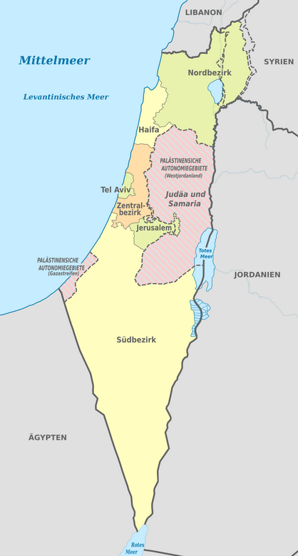 Karte der Bezirke im Staat Israel. Grafik: wikimedia | TUBS | CC BY-SA 3.0