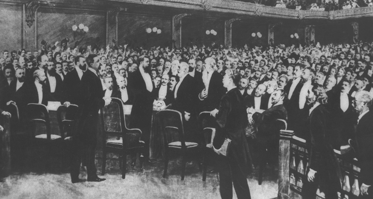 Erster Zionistischer Weltkongress 1897 in Basel mit Theodor Herzl, dem Begründer der zionistischen Bewegung. Foto: wikimedia | gemeinfrei