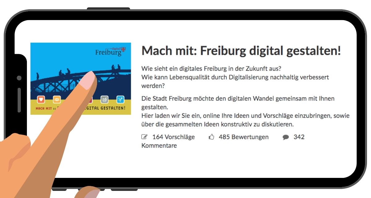 Beteiligungsplattform der Stadt Freiburg, Screenshot. Grafik: eigene Darstellung.